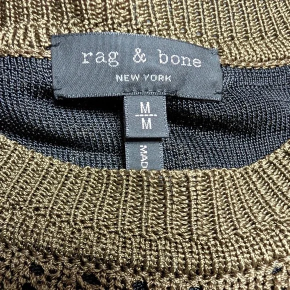 Rag & Bone Olive Green Slinky Pointelle Open Knit Lined Sweater Womens Size M - Picture 5 of 10
